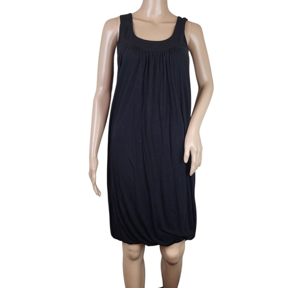 Akris Punto Black Scoop Neck Bubble Hem Mini Dress